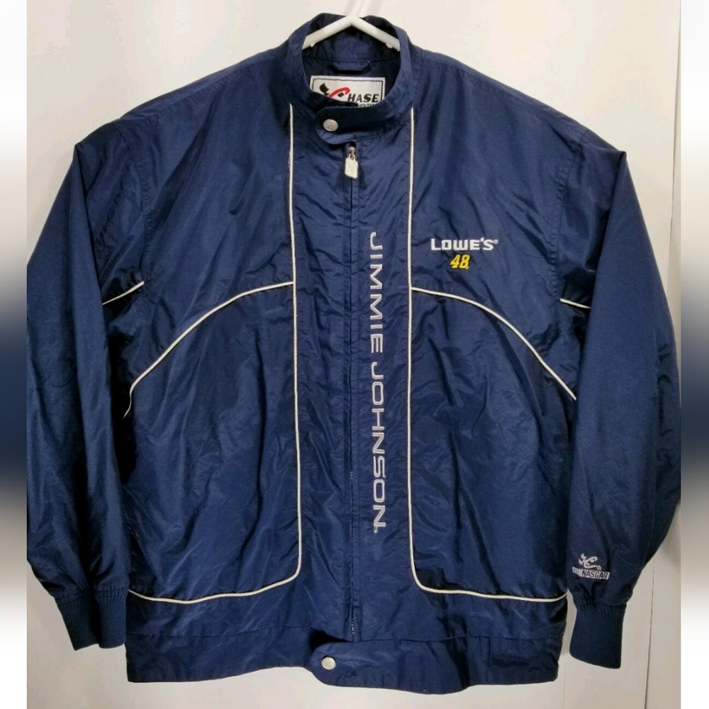 Jimmie Johnson Chase Authentics Mens Large Jacket Full Zip Blue Lowes 48
